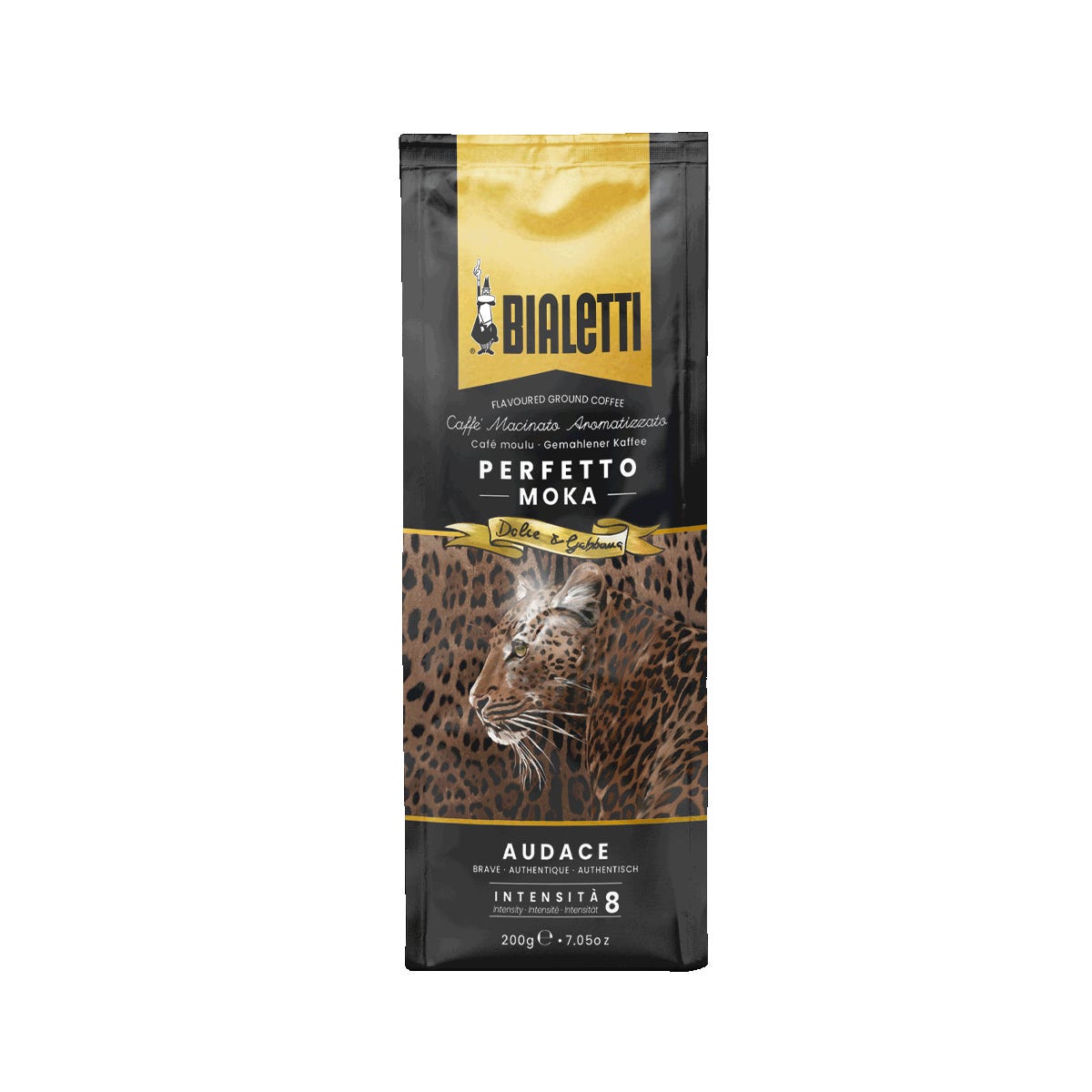 Perfetto Moka Audace Leopardo – 200-g-Beutel, Variante ohne Kaffeedose