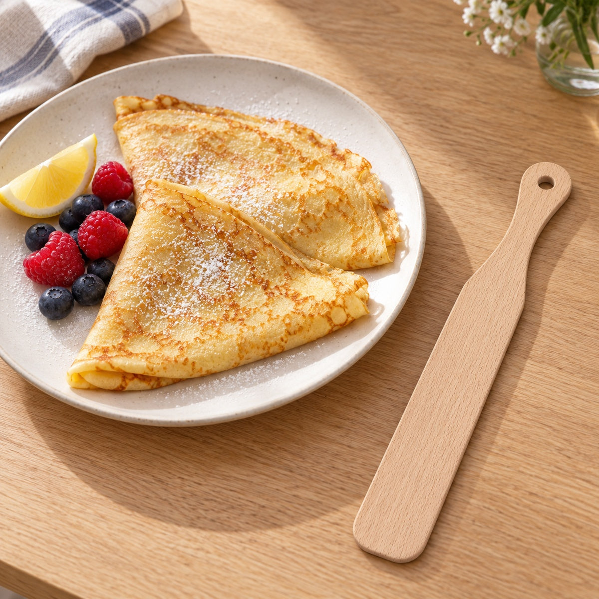 Birkmann Crêpes-Set 330603 – fertige Crêpes und Buchenholz-Wender.