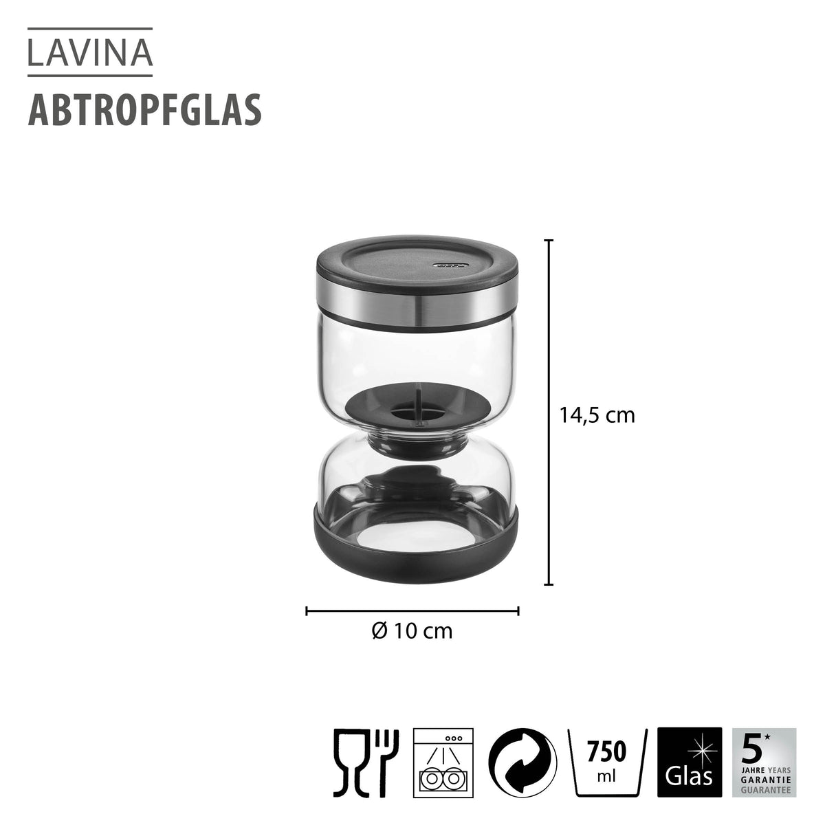 GEFU Abtropfglas LAVINA, 750 ml – Originalbild 2