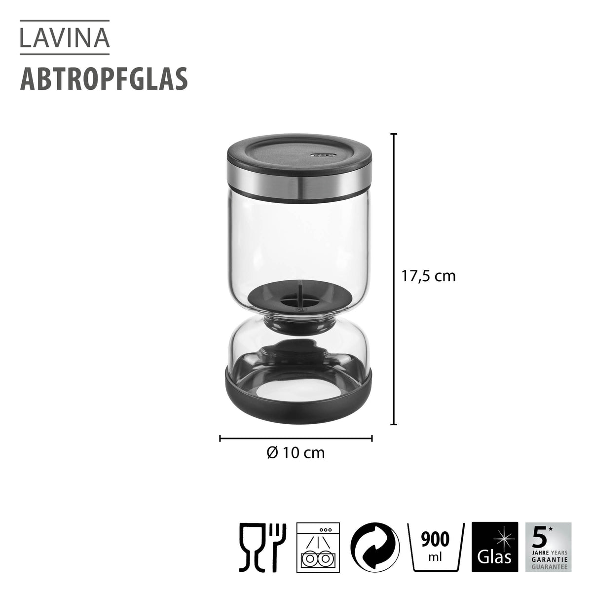 GEFU Abtropfglas LAVINA, 900 ml – Originalbild 2