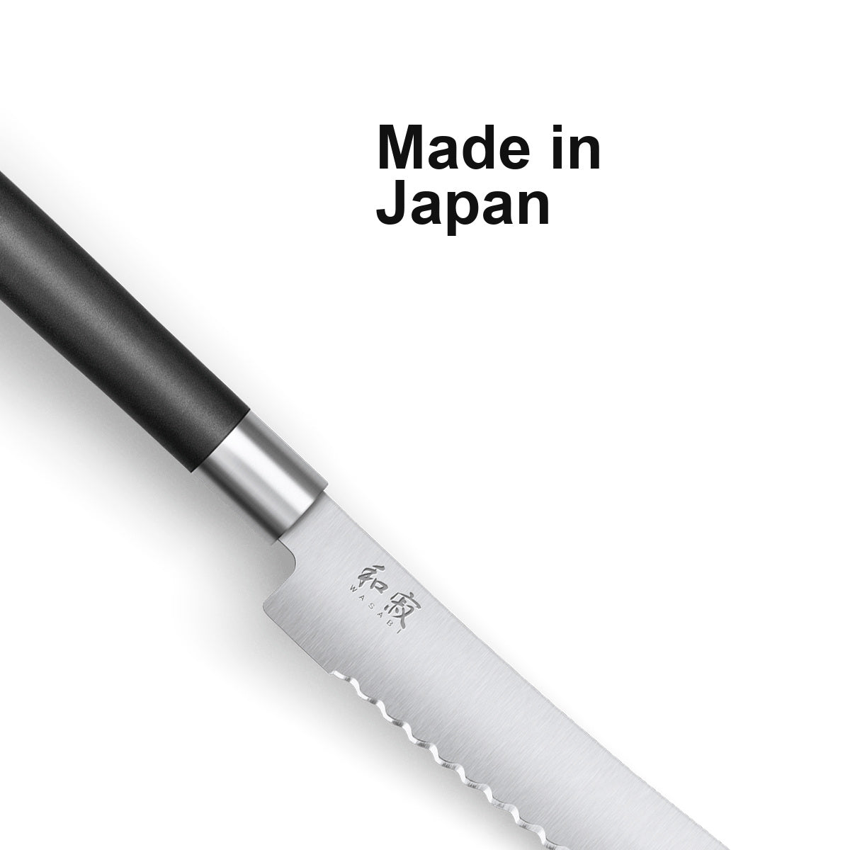 KAI Brotmesser Wasabi Black 23 cm – Made in Japan; Detail aus dem offiziellen Originalfoto.