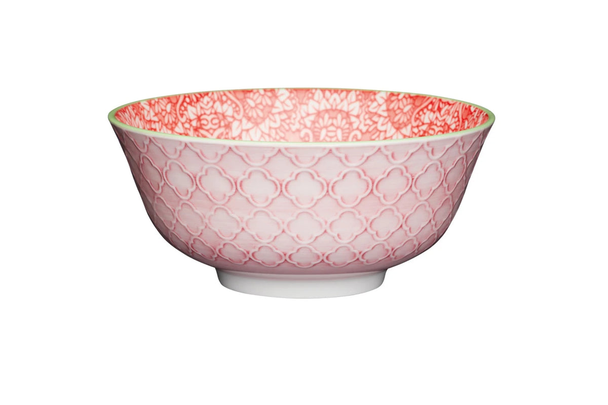 KitchenCraft Bowl – Rotes Damastmuster – Originalansicht 1
