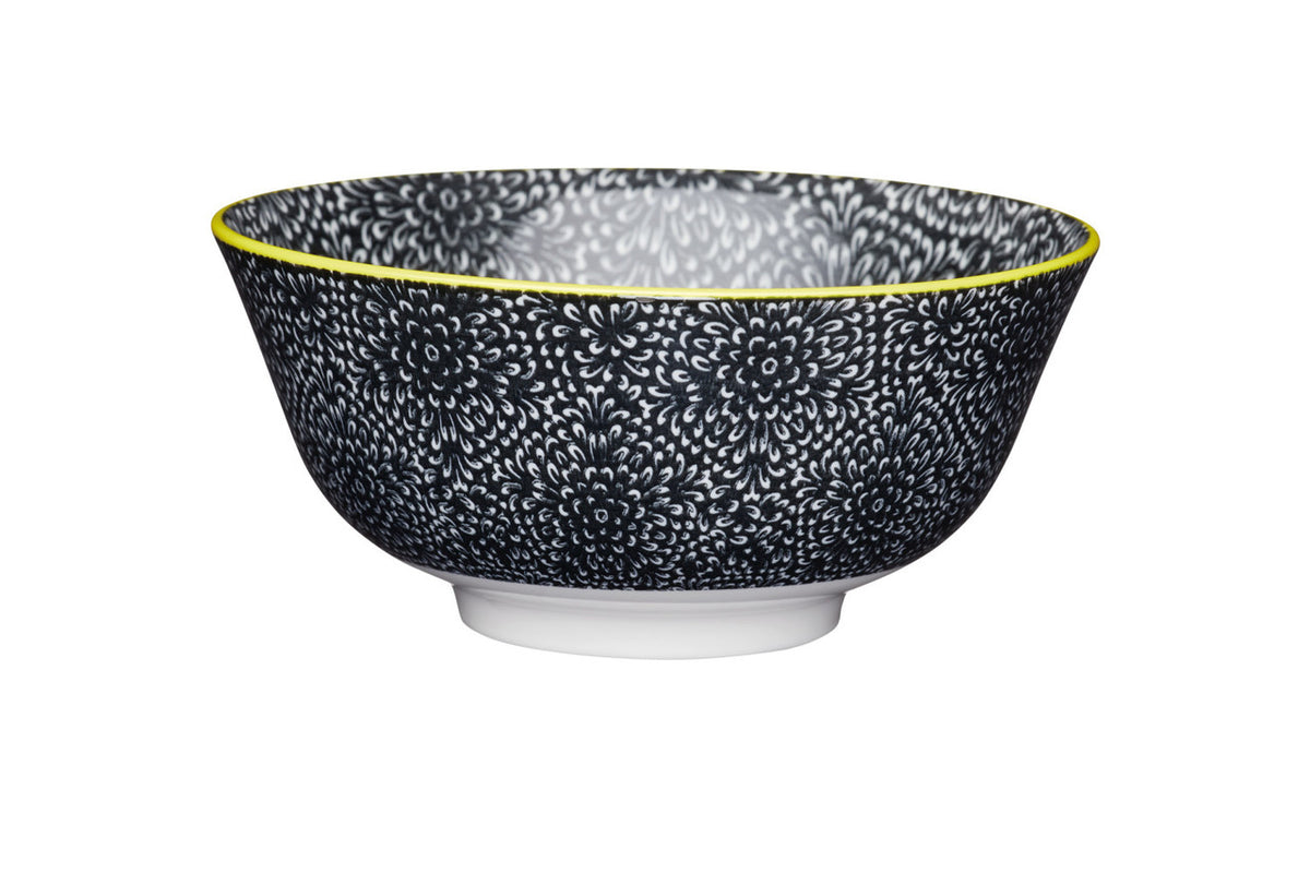 KitchenCraft Bowl – Schwarz-weiß floral – Originalansicht 1
