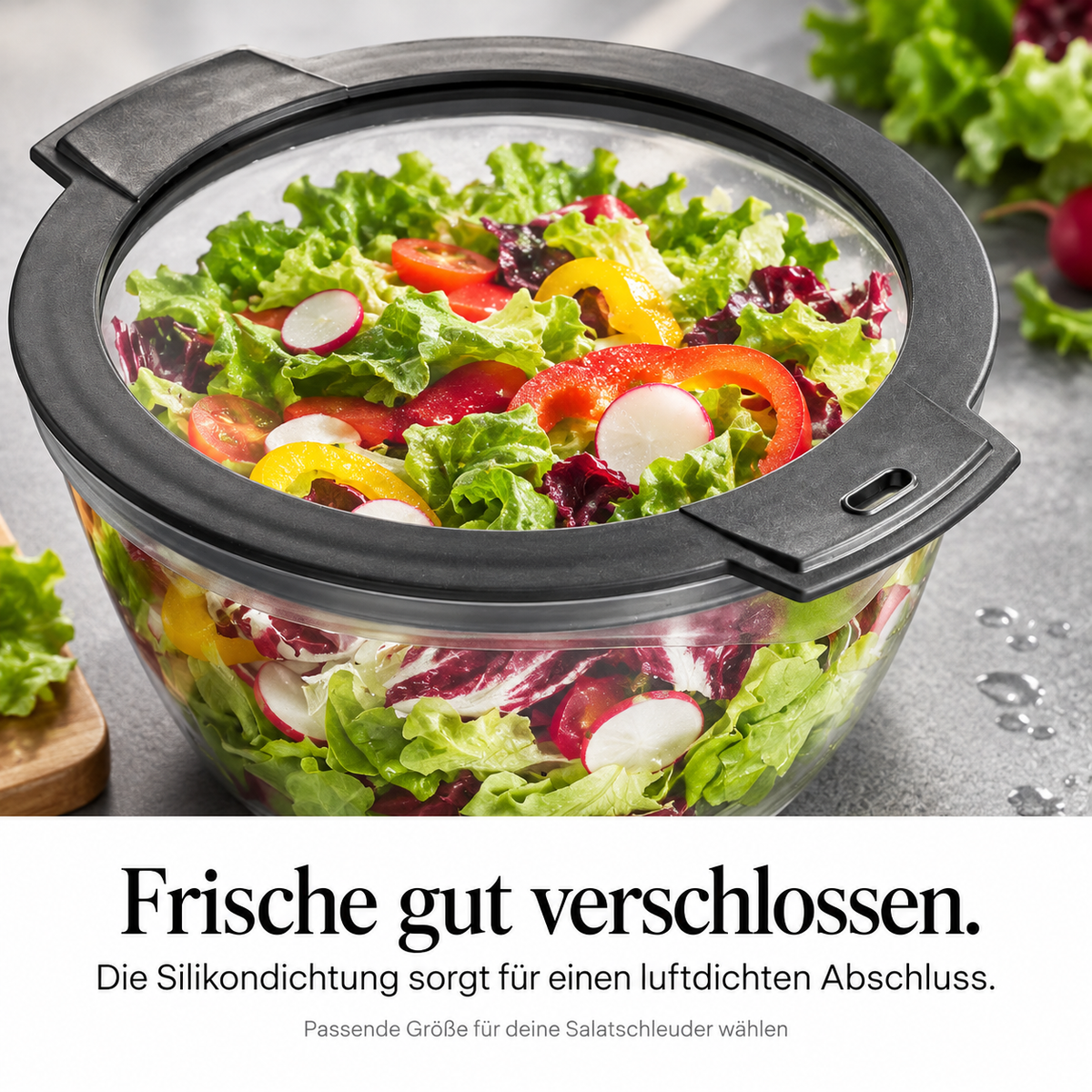 SELIO – Frischhaltedeckel im Einsatz; Schüssel nicht enthalten
