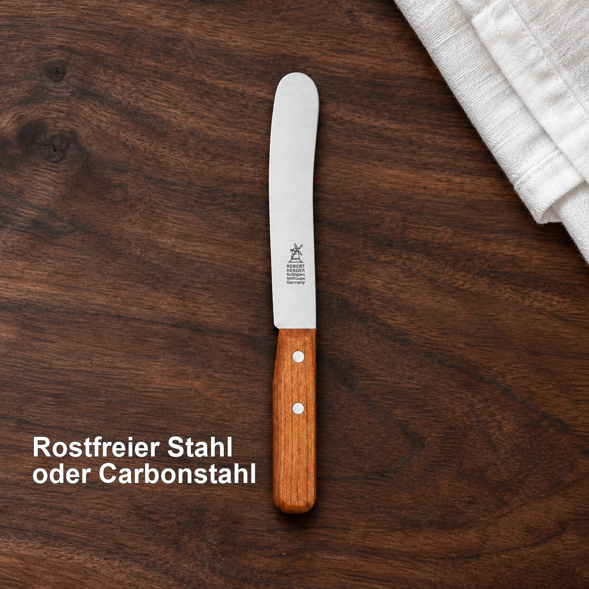 Buckelsmesser – Rostfreier Stahl oder Carbonstahl – vorhandenes Hero-Motiv.
