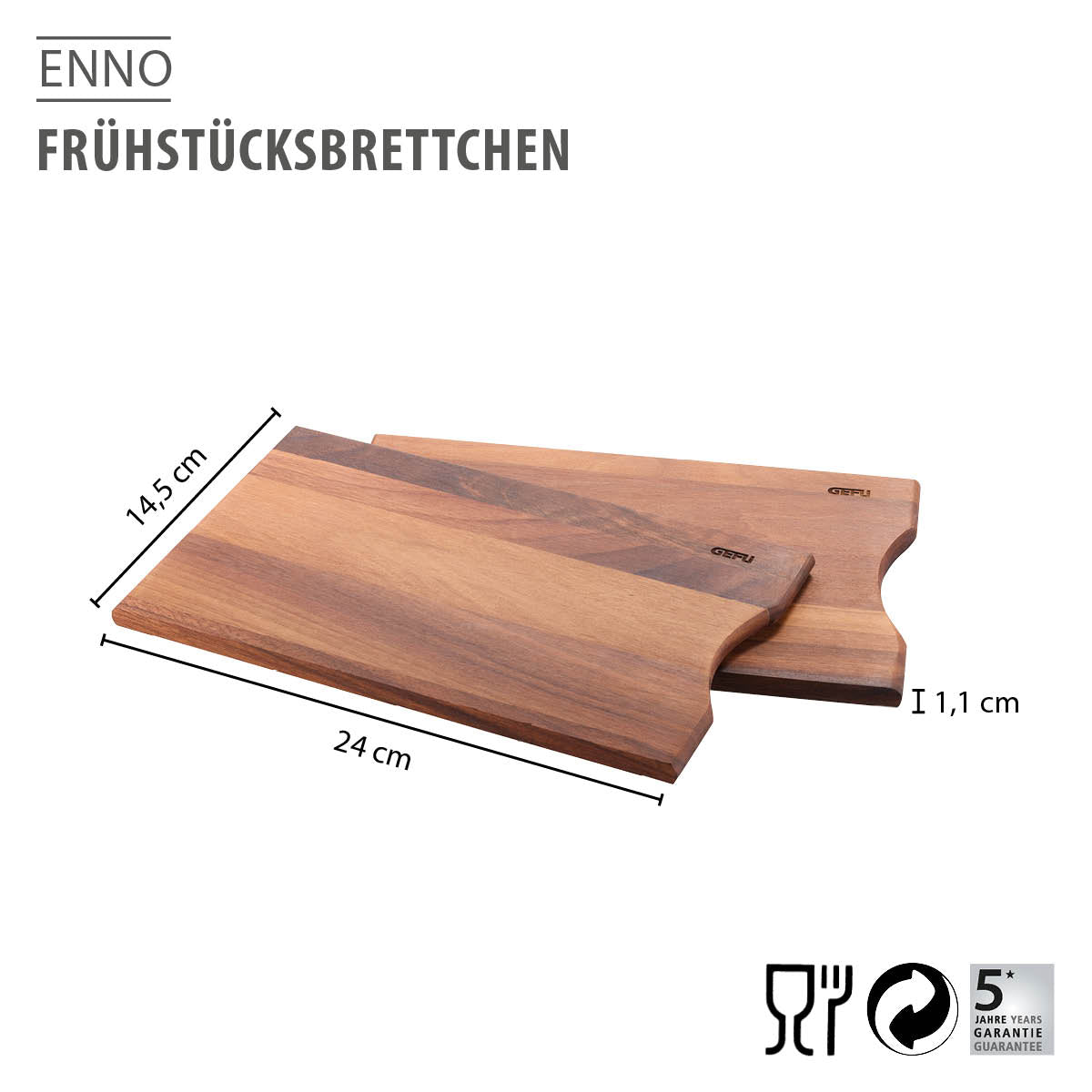 Frühstücksbrettchen ENNO, 2 Stück, Walnussholz