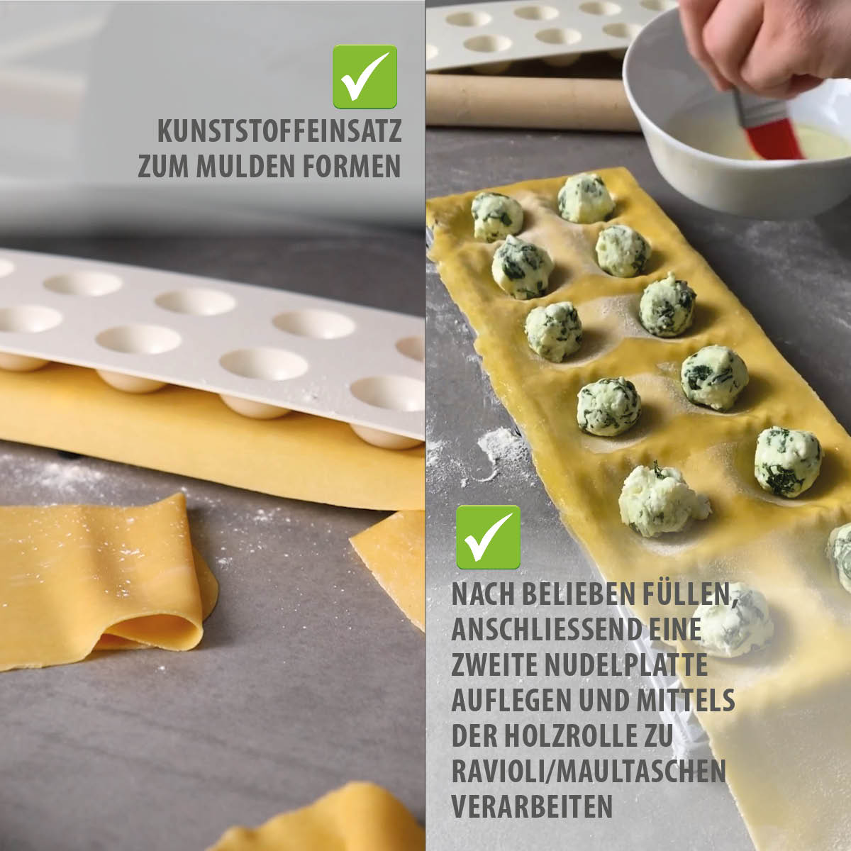 Ravioli-/Maultaschenbrett TASCA, 3tlg.