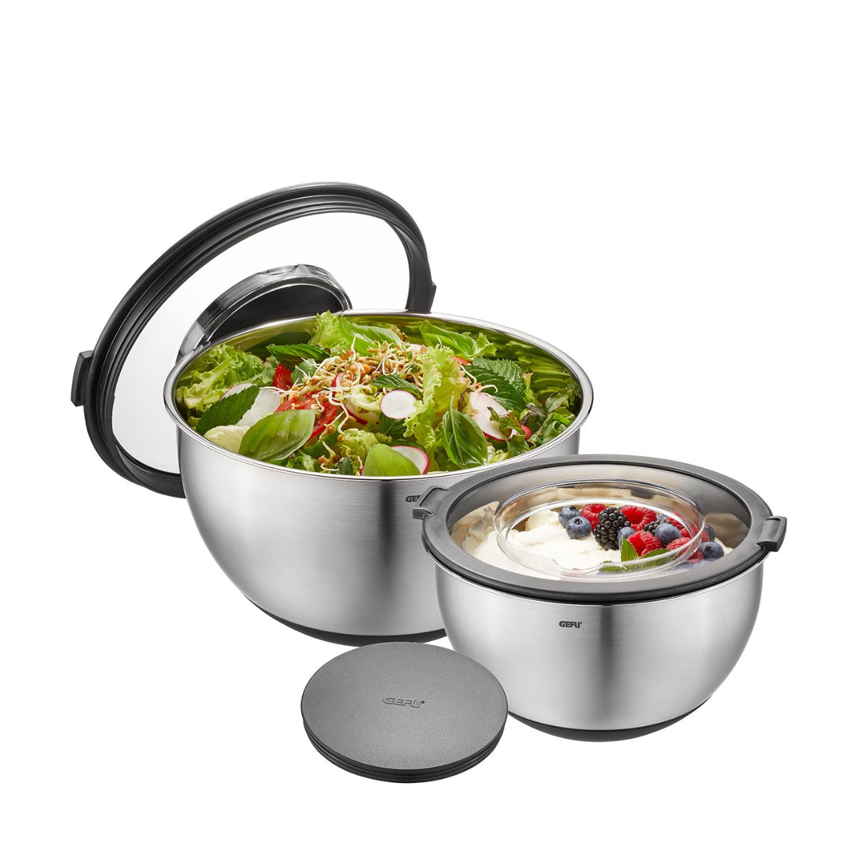 Schüssel-Set mit Spritzschutzdeckel MUOVO
