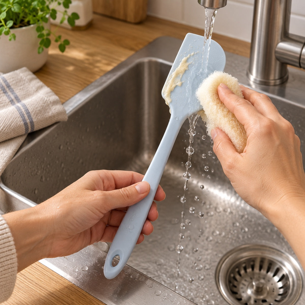 Birkmann Silikon-Teigschaber Scandic Blue 28,5 cm – Reinigung mit weichem Schwamm