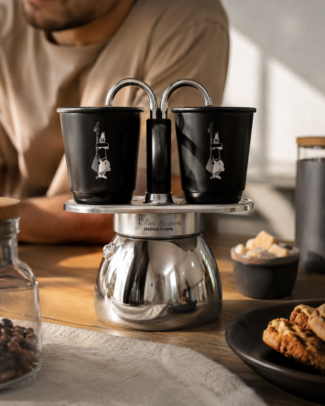 Mini Express Induktion Set, Espressokocher + 2 Becher