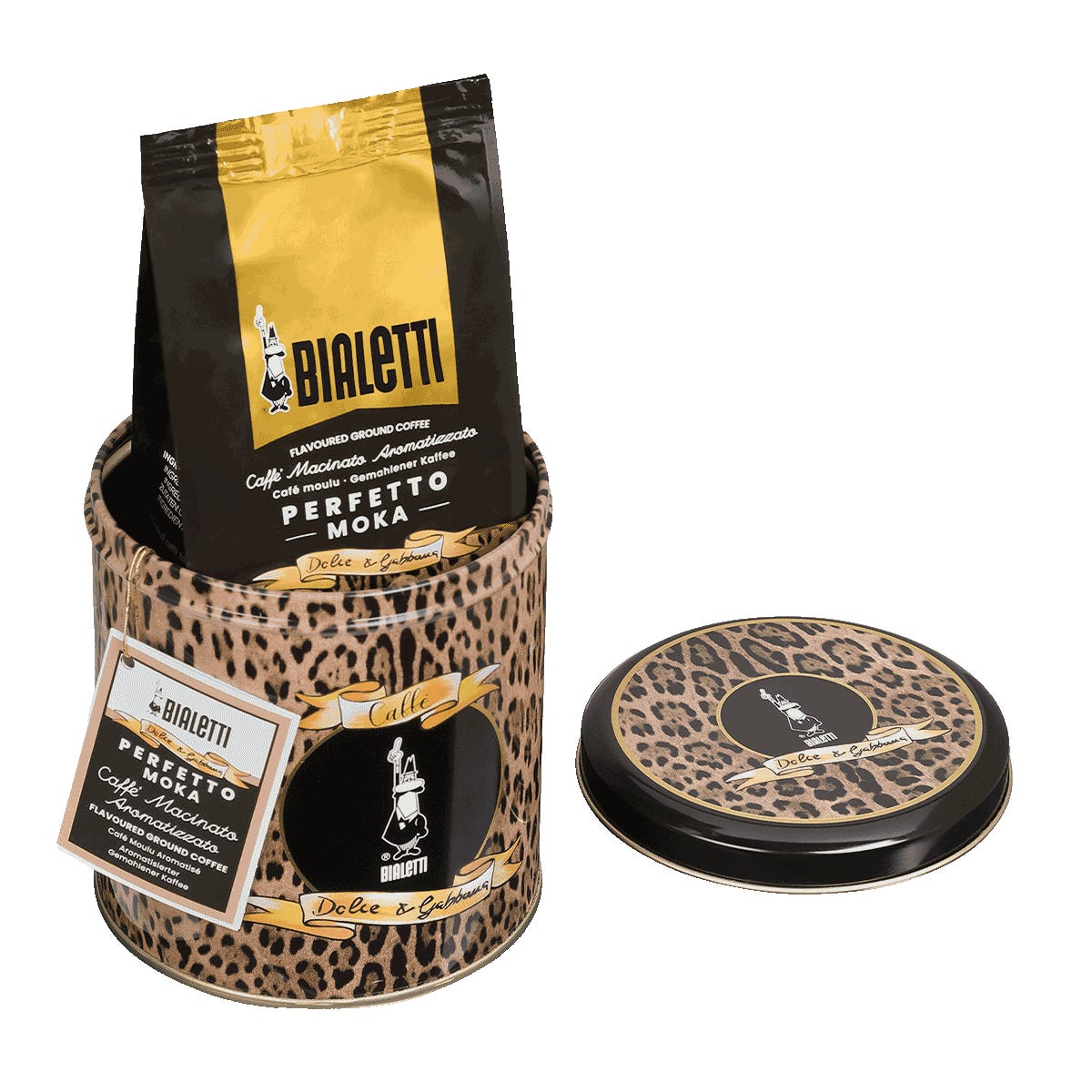 Bialetti Dolce&Gabbana Leopardo Design-Kaffeedose mit Perfetto Moka Audace, 200 g