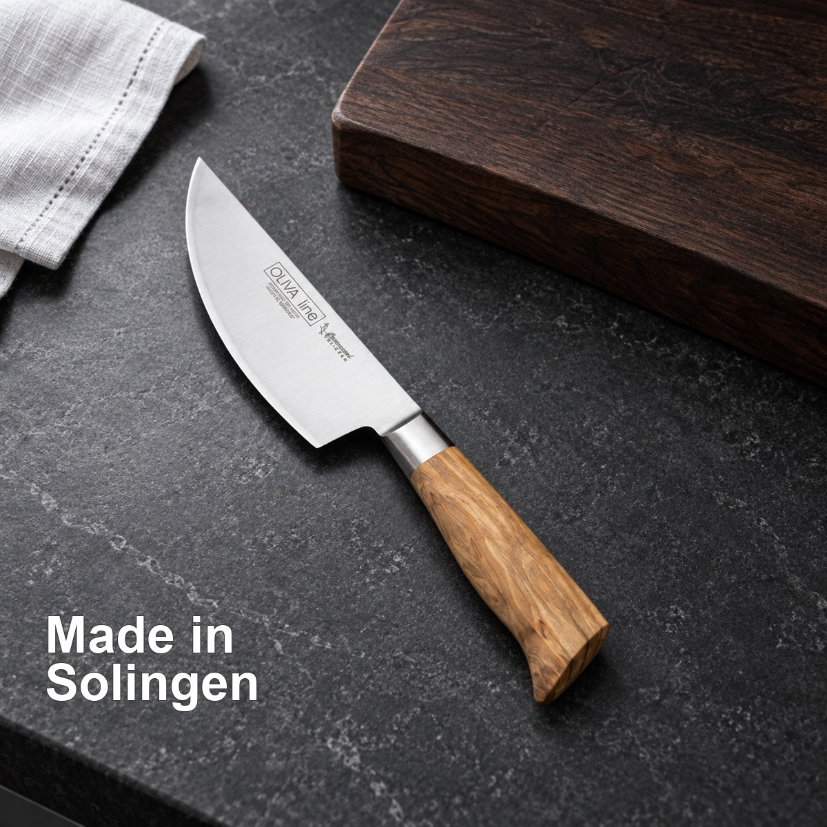 Kräutermesser Oliva 13 cm – Made in Solingen – vorhandenes Ambiente-Motiv.