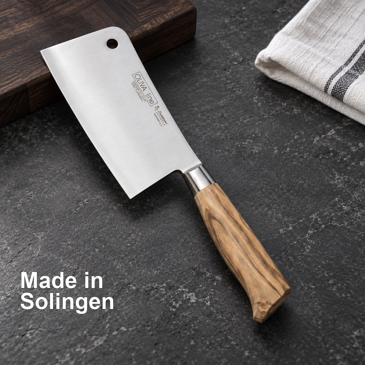 Hackmesser Oliva 15 cm – Made in Solingen – vorhandenes Ambiente-Motiv.