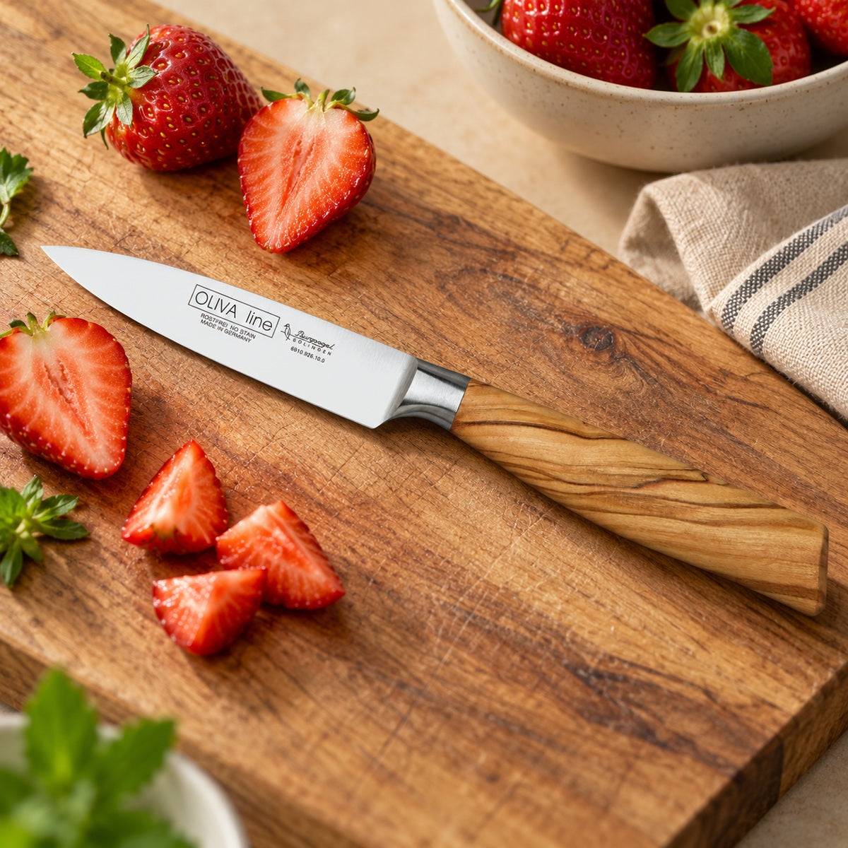 Spickmesser Oliva 10 cm – Schnittergebnis