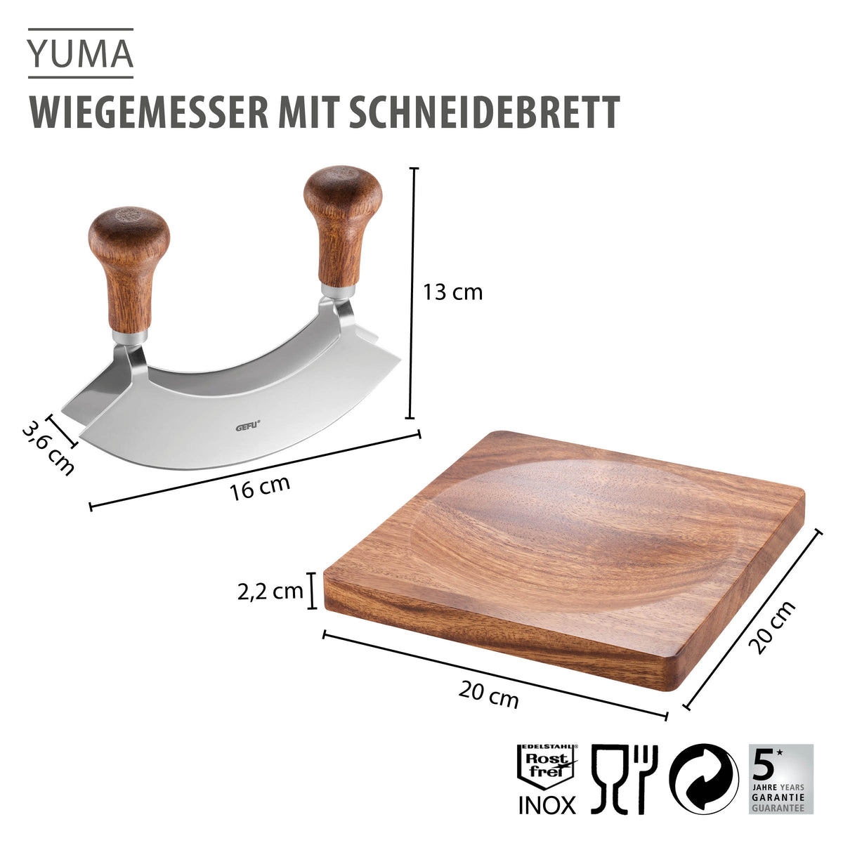 GEFU Wiegemesser mit Schneidebrett YUMA – Originalbild 2