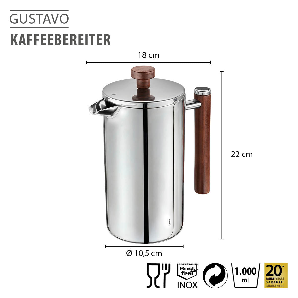 GEFU Kaffeebereiter GUSTAVO, 1.000 ml – Originalbild 2