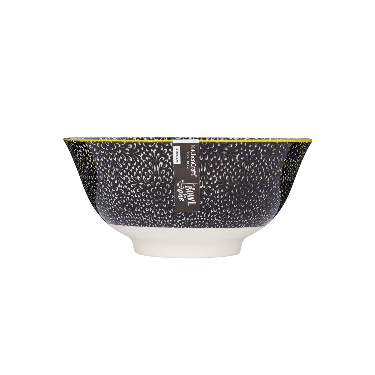 KitchenCraft Bowl – Schwarz-weiß floral – Originalansicht 2