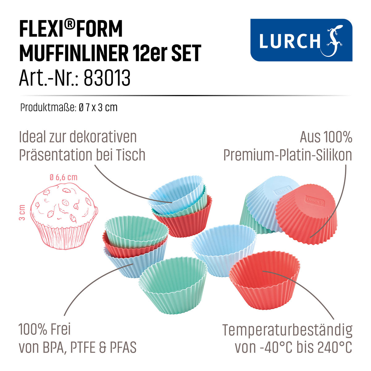 LURCH FlexiForm Muffinliner 12 Muffinförmchen Pastel Mix | 00083013
