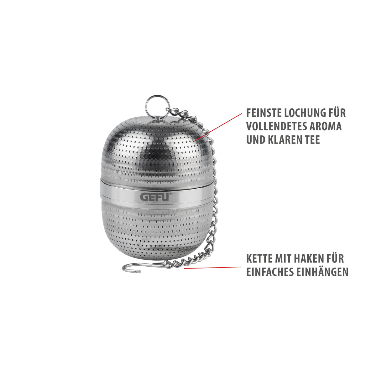 Tee-Ei mit Abtropfablage VELORA – Hersteller-Originalbild. Anwendungs- und Serienmotive können Lebensmittel, Dekoration oder separat erhältliches Zubehör zeigen; maßgeblich ist der beschriebene Lieferumfang.