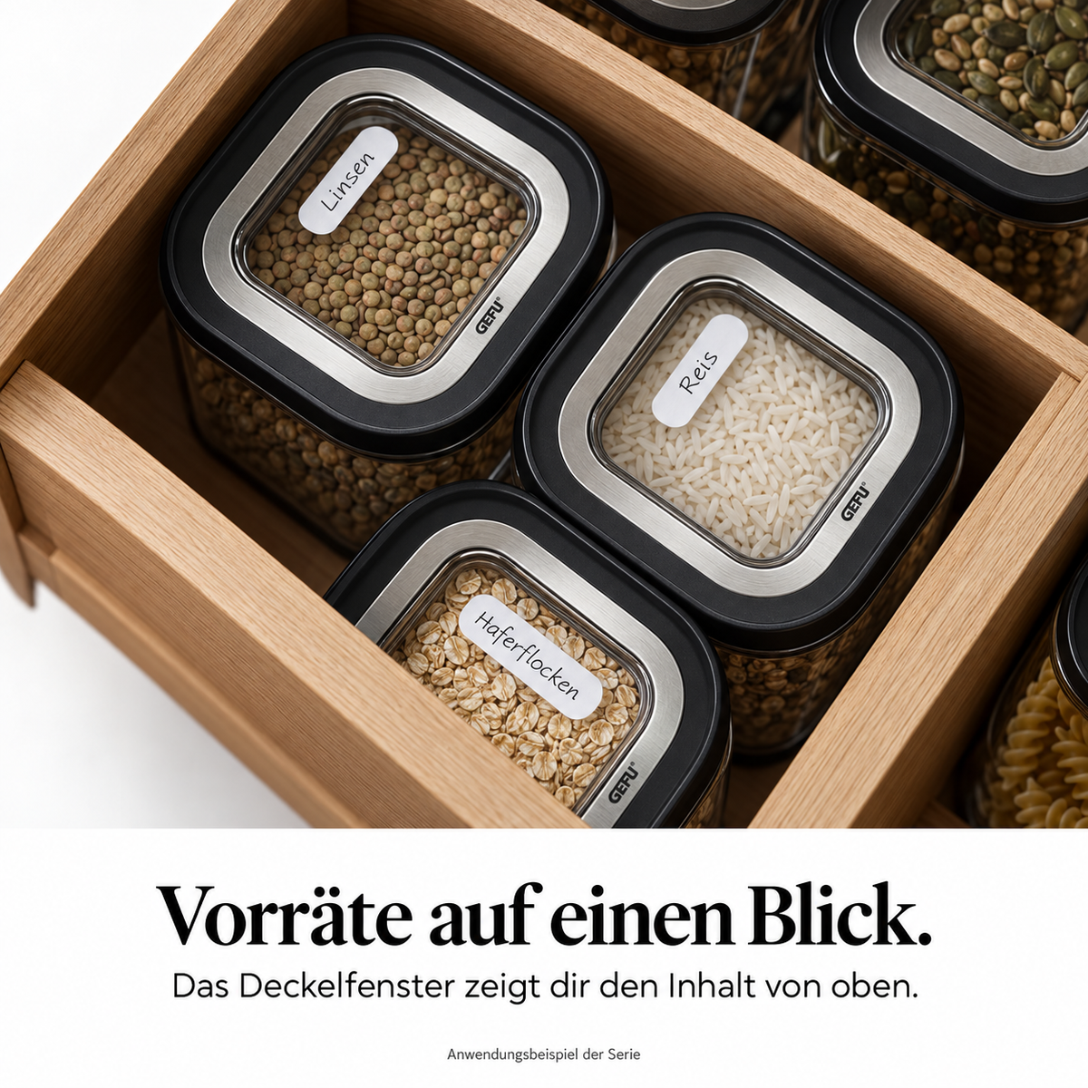 PANTRY – Deckelfenster für schnellen Überblick, Serienbeispiel