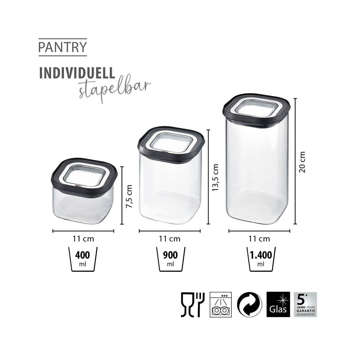 Vorratsdosen-Set PANTRY, 3-teilig