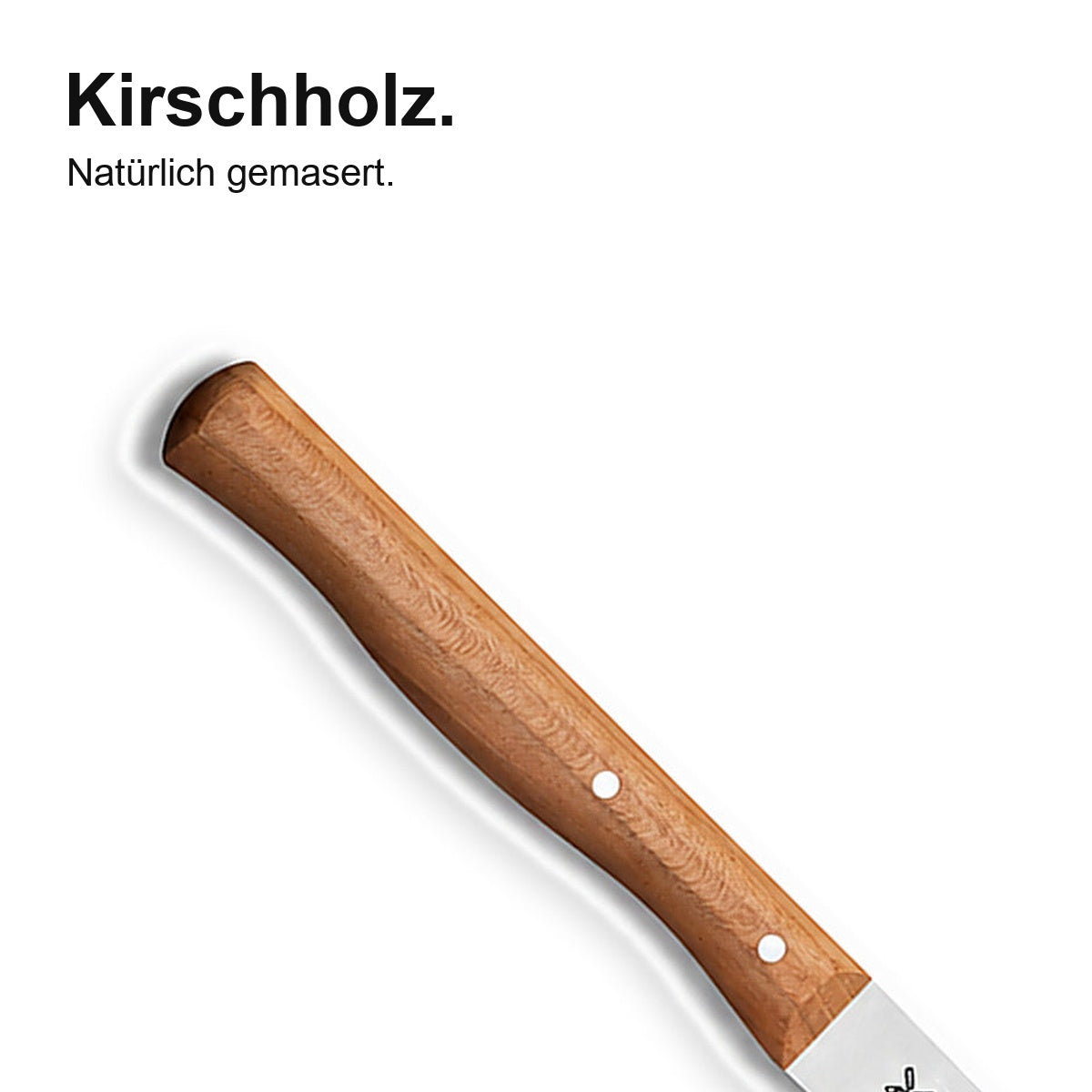 Gemüsemesser Klassiker – Kirschholzgriff in Nahaufnahme.